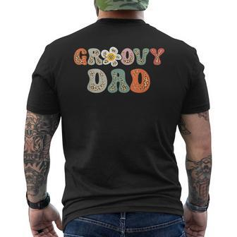 Groovy Dad Retro Leopard Colorful Flowers Design Mens Back Print T-shirt | Mazezy