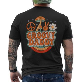 Mens Groovy Daddy 70S Aesthetic Nostalgia 1970S Hippie Dad Retro Men's T-shirt Back Print - Seseable