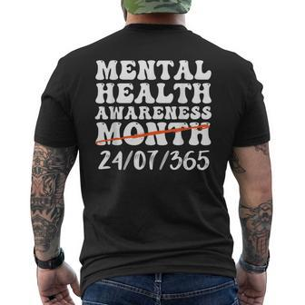 Groovy In May We Wear Green Mental Health Awareness Design Mens Back Print T-shirt | Mazezy