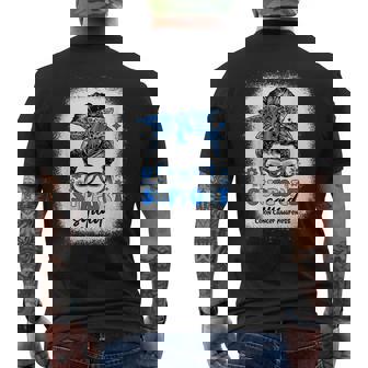 Groovy Support Squad Messy Bun Colon Cancer Awareness Men's Back Print T-shirt | Mazezy
