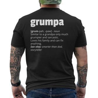 Mens Grumpa Definition Grandpa Fathers Day Men's Back Print T-shirt | Mazezy