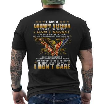 Mens I Am A Grumpy Old Veteran I Served I Sacrificed Men's T-shirt Back Print - Seseable