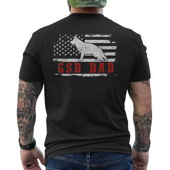Mens Gsd Dad Distressed American Flag Patriotic German Shepherd Men's T-shirt Back Print - Seseable