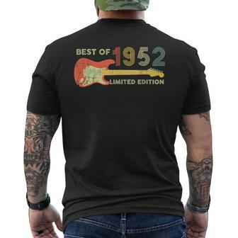 Guitar Fathers Day Dad Gifts Best Of 1952 70Th Birthday Mens Back Print T-shirt | Mazezy