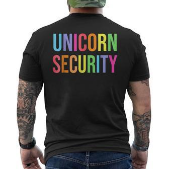 Halloween Dad Mom Daughter Costume Unicorn Security Mens Back Print T-shirt | Mazezy