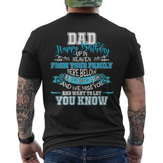 Happy Birthday To My Dad In Heaven Lost Father Memorial Men's T-shirt Back Print - Seseable