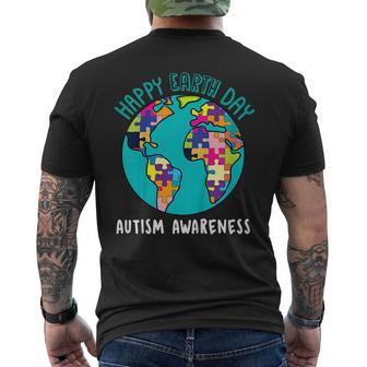 Happy Earth Day Autism Awareness Men's Back Print T-shirt | Mazezy