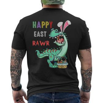 Happy Easter Bunny T Rex Eggs Hunting Rabbit Egg Men's T-shirt Back Print - Seseable