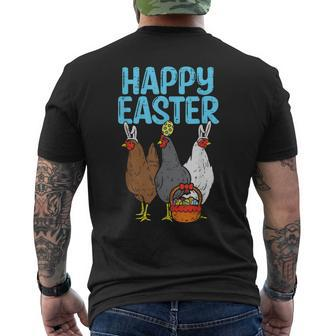 Happy Easter Chicken Bunnies Egg Poultry Farm Animal Farmer Men's Back Print T-shirt | Mazezy