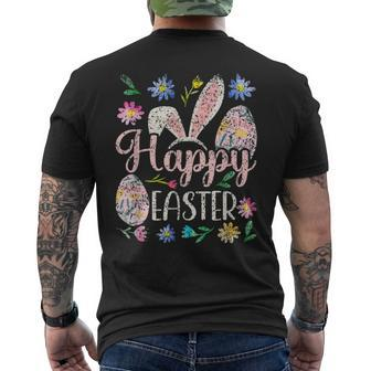 Happy Easter Sayings Egg Bunny Men's Back Print T-shirt | Mazezy