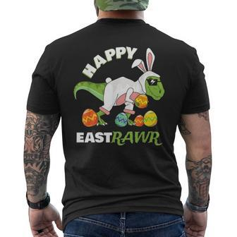 Happy Eastrawr T Rex Dinosaur Easter Bunny Egg V2 Men's T-shirt Back Print - Seseable