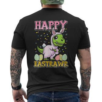 Happy Eastrawr T Rex Dinosaur Easter Bunny Egg V3 Men's T-shirt Back Print - Seseable