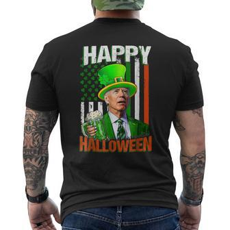 Happy Halloween Leprechaun Biden Irish St Patrick Day Men's T-shirt Back Print - Seseable
