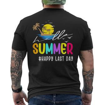 Happy Last Day Of School Teacher Student Hello Summer Gifts Mens Back Print T-shirt - Seseable