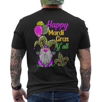 Happy Mardi Gras Yall Gnome Mardi Gras 2023 Beads Mask Men's T-shirt Back Print - Seseable