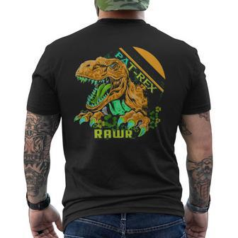 Happy Pat Rex Day T Rex Dinosaur St Patricks Day Men's T-shirt Back Print - Seseable