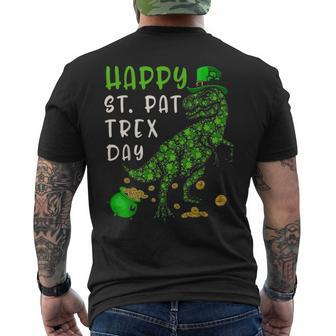 Happy St Pat T Rex Day Dinosaur St Patricks Day Shamrock V2 Men's T-shirt Back Print - Seseable