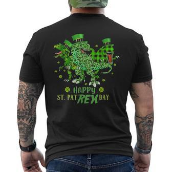 Happy St Pat T Rex Day Dinosaur St Patricks Day Men's T-shirt Back Print - Seseable