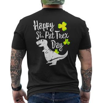 Happy St Pat Trex Day Dinosaur St Patricks Day V2 Men's T-shirt Back Print - Seseable