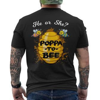 He Or She Poppa To Bee Gender Announcement Baby Shower Party Mens Back Print T-shirt | Mazezy