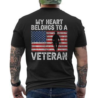 My Heart Belongs To A Veteran Army Veteran Fathers Day Men's T-shirt Back Print - Seseable