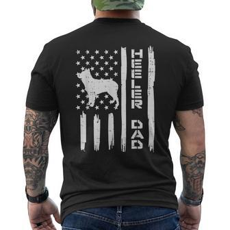 Mens Heeler Dad Flag Vintage Blue Red Cattle Dog Patriot Men Men's T-shirt Back Print - Seseable