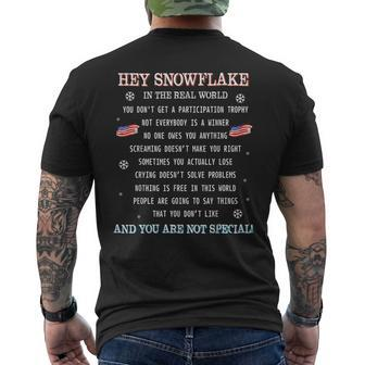 Hey Snowflake In The Real World Proud Veteran T Men's T-shirt Back Print - Seseable