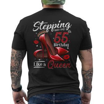 High Heels Stepping Into My 55Th Birthday 55 And Fabulous Men's Back Print T-shirt | Mazezy