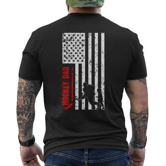 Hockey Dad Gift Hockey American Flag Mens Back Print T-shirt