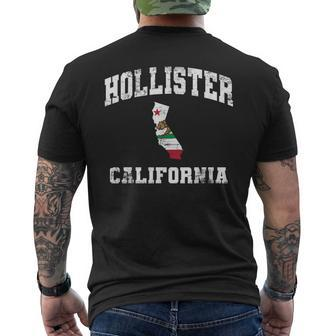 Hollister California Ca State Flag Vintage Athletic Style Men's Back Print T-shirt | Mazezy