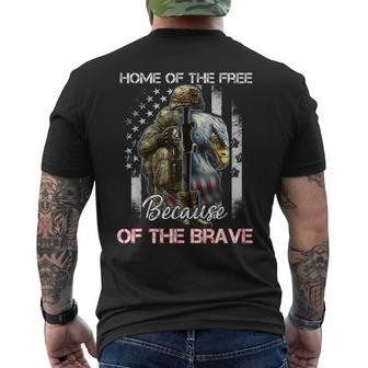 Home Of The Free Because Of The Brave Veterans Mens Back Print T-shirt | Mazezy