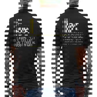 Hope Name Gift Im Hope Im Never Wrong Mens Back Print T-shirt | Seseable UK