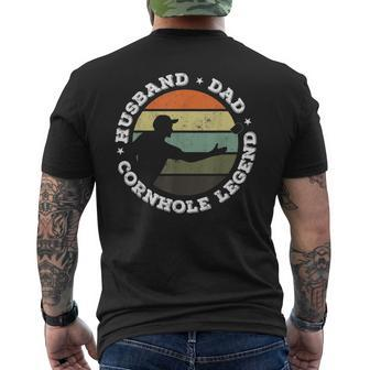 Husband Dad Cornhole Legend Boss Of The Toss Cornhole Mens Gift For Mens Mens Back Print T-shirt - Seseable