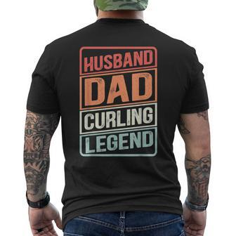 Husband Dad Curling Legend Curler Rock On Retro Curling Mens Back Print T-shirt | Mazezy