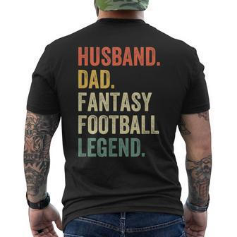 Mens Husband Dad Fantasy Football Legend Father Vintage Men's T-shirt Back Print - Seseable