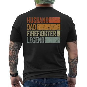 Husband Dad Firefighter Legend Vintage Fathers Day Men's T-shirt Back Print - Thegiftio UK