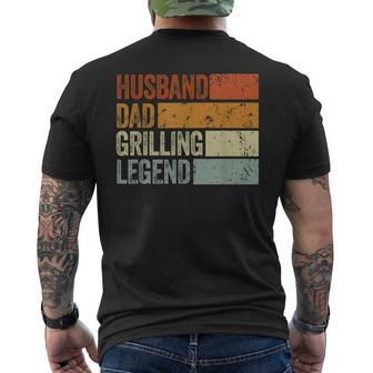 Husband Dad Grilling Legend Vintage Fathers Day Men's T-shirt Back Print - Thegiftio UK