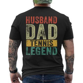 Mens Husband Dad Tennis Legend Fathers Day Vintage Men's T-shirt Back Print - Seseable