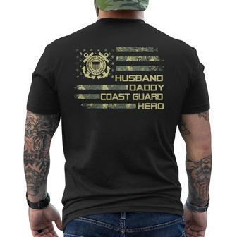 Husband Daddy Coast Guard Hero Flag American Usa Camouflage Men's T-shirt Back Print - Seseable