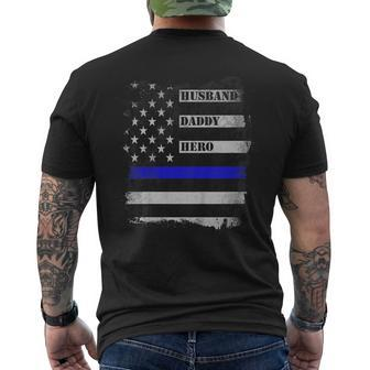 Husband Daddy Hero Police Officer Sheriff Fathers Day Shirt Men's Back Print T-shirt | Mazezy