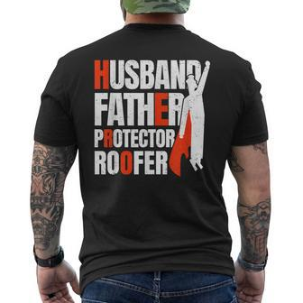 Husband Father Protector Roofer Hero Dad Fathers Day Men's T-shirt Back Print - Thegiftio UK