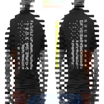 Husband Father Tow Truck Driver American Flag Towing Dad Mens Back Print T-shirt | Mazezy