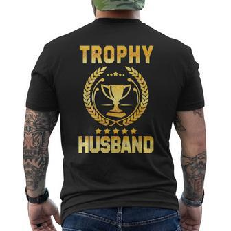 Mens Husband Trophy Cup Dad Fathers Day Men's Back Print T-shirt | Mazezy