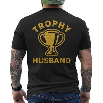 Husband Trophy Cup Vintage Retro Fathers Day Men's Back Print T-shirt | Mazezy AU