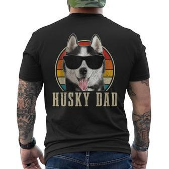 Mens Husky Dad Dog Sunglasses Vintage Siberian Husky Men's T-shirt Back Print - Seseable