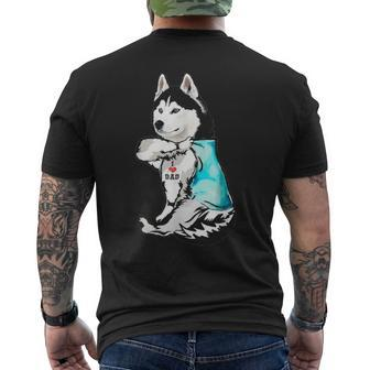 Husky Tattoo I Love Dad Fathers Day Men's T-shirt Back Print - Seseable