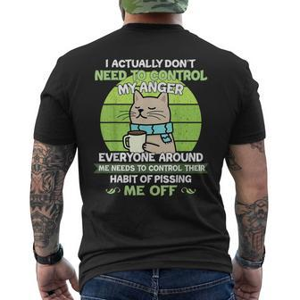 I Actually Dont Need To Control My Anger Funny Cat Mens Back Print T-shirt - Thegiftio UK