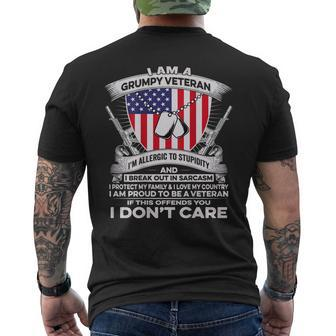 I Am A Grumpy Veteran Military Mens Back Print T-shirt | Mazezy