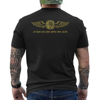 I Am A Lion With Wings Vintage French Military Style Mens Back Print T-shirt