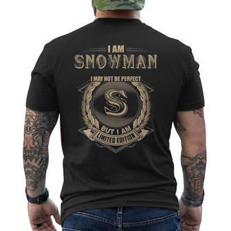 I Am Snowman I May Not Be Perfect But I Am Limited Edition Shirt Mens Back Print T-shirt - Seseable